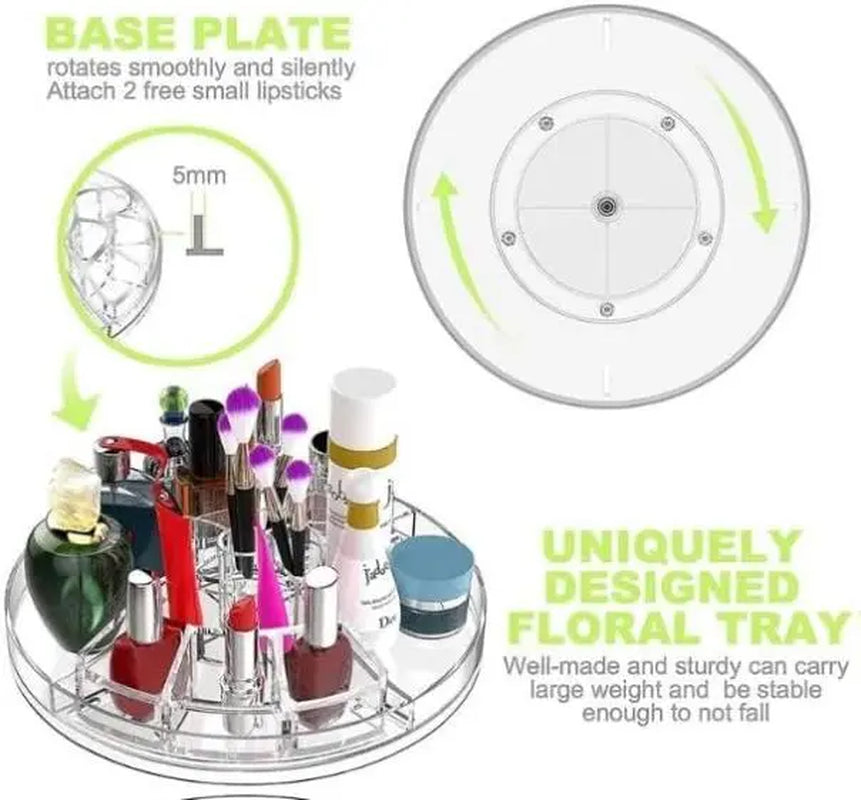 ZHIAI 360 Rotating Makeup Organizer, Large Capacity Cosmetics Organizer for Perfume Holder Organizer Countertop, DIY Adjustable Bathroom Makeup Carousel Holder Rack, Clear Diamond