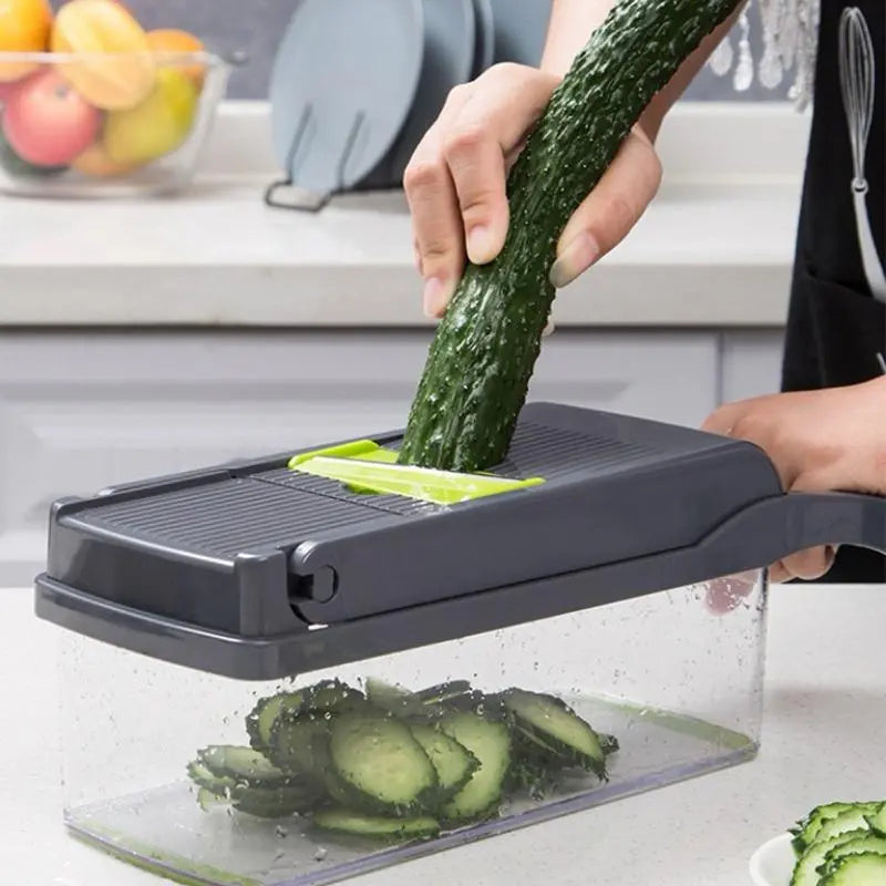 Multifunctional Vegetable Chopper, 1 Set Fruit & Vegetable Chopper with Blades, Manual Vegetable Cutter, Vegetable Grater, Kitchen Utensils & Gadgets