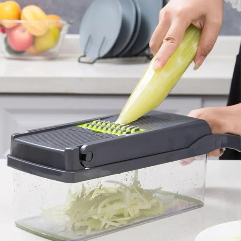 Multifunctional Vegetable Chopper, 1 Set Fruit & Vegetable Chopper with Blades, Manual Vegetable Cutter, Vegetable Grater, Kitchen Utensils & Gadgets