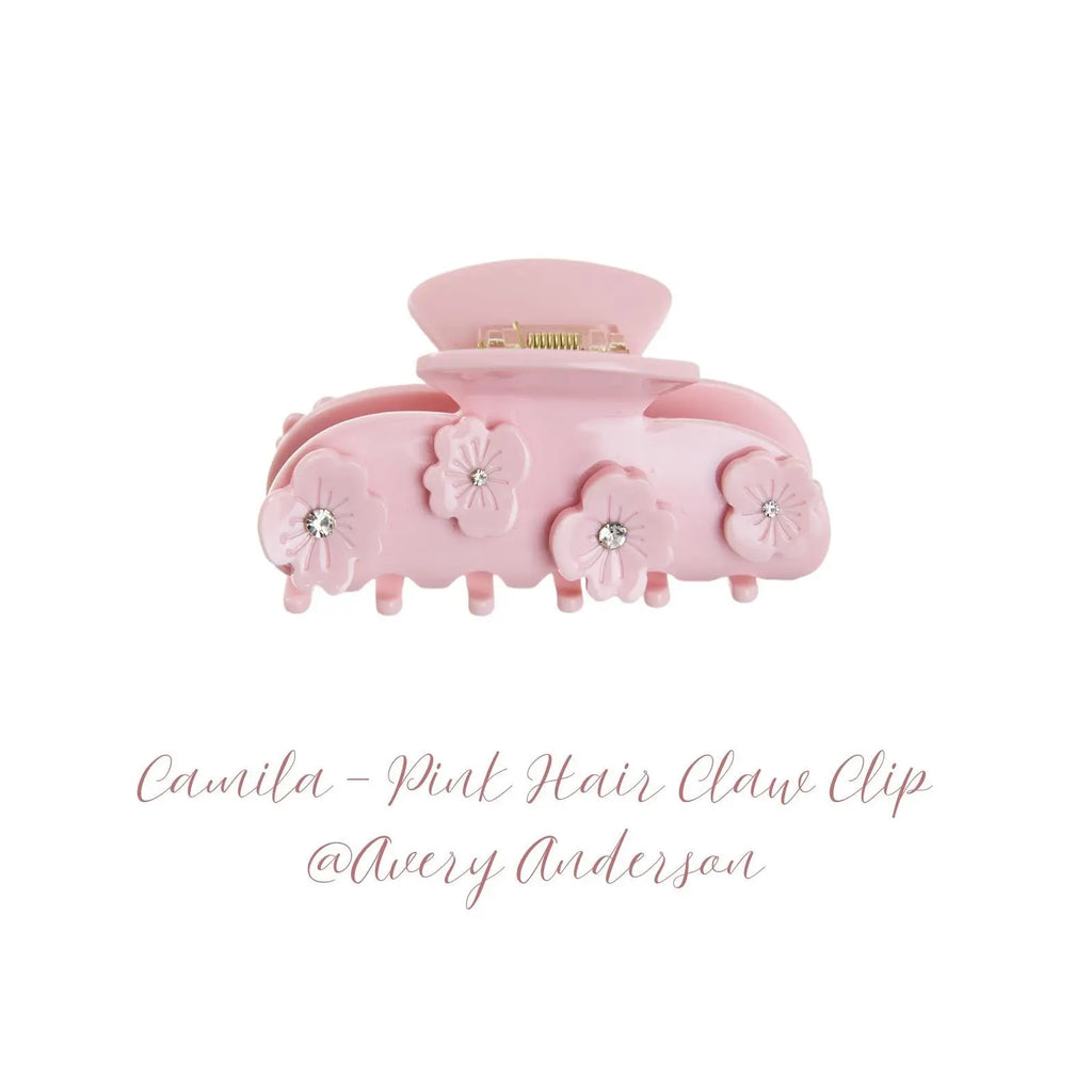 Avery Anderson Camila Pink Marble Hair Claw Clip Eco-Friendly Acetate Large Flower Clips for Fine & Thick Hair Strong Hold Stylish Jaw Clip Handmade in South Korea Gift Idea