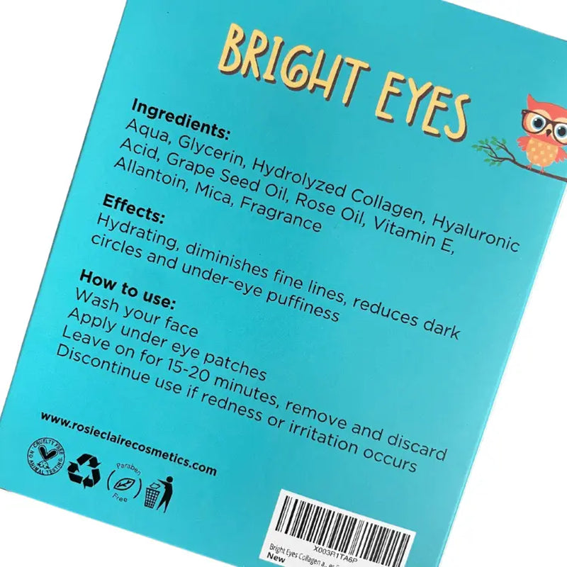 Rosie Claire Cosmetics Bright Eyes Collagen and Hyaluronic Acid under Eye Patches Soothing