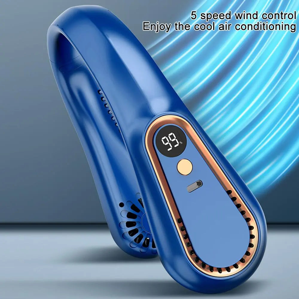 Portable Neck Fan, USB Rechargeable Neck Fan, Adjustable Speed Settings Neck Fan, Wearable Personal Fan, Personal Fan for Outdoor, Travel, Camping, Hiking
