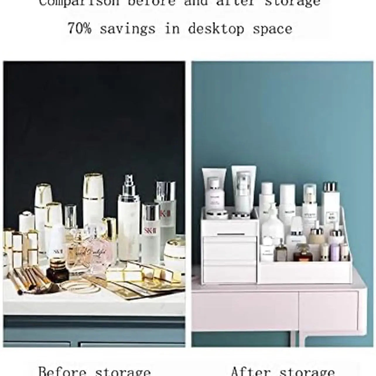 1Pc Space-Saving Multi-Grid Makeup Organizer - Keep Your Makeup Tidy and Easy to Find Gift Gift Gift Lightweight Vanity Drawstring Case Plastic Canvas