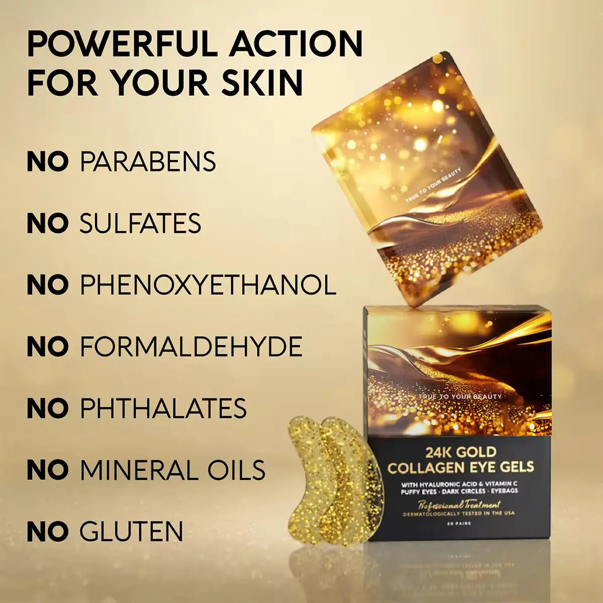 24K Gold under Eye Patches (20 Pairs), Eye Mask, Collagen Skin Care Products, Eye Patches for Puffy Eyes, Eye Masks for Dark Circles and Puffiness