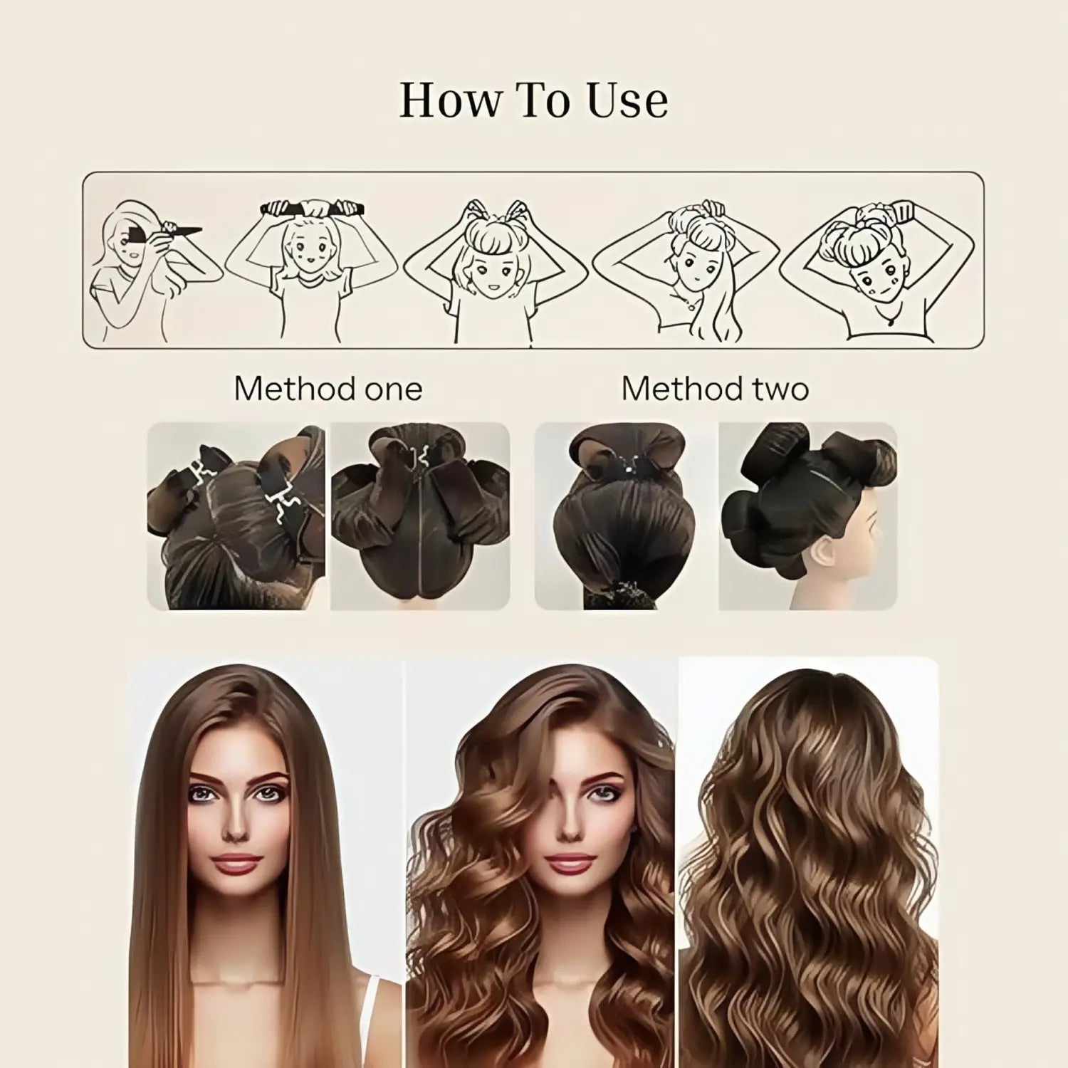 3-Piece Soft Hair Curlers Heatless Waver Kit, Non-Plug-In Manual Hair Styling Tool, Easy to Carry, Simple to Operate for Nighttime Wavy Curls