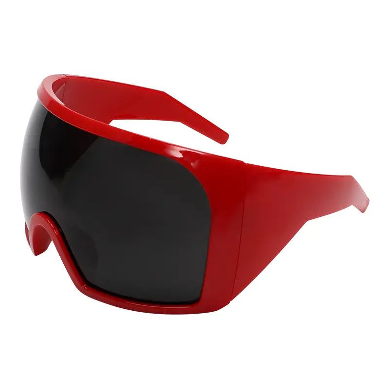 Wrap around Oversized Sunglasses for Women Men Cool Futuristic Rave Trendy Sunglasses Big Curved Shield Sun Glasses
