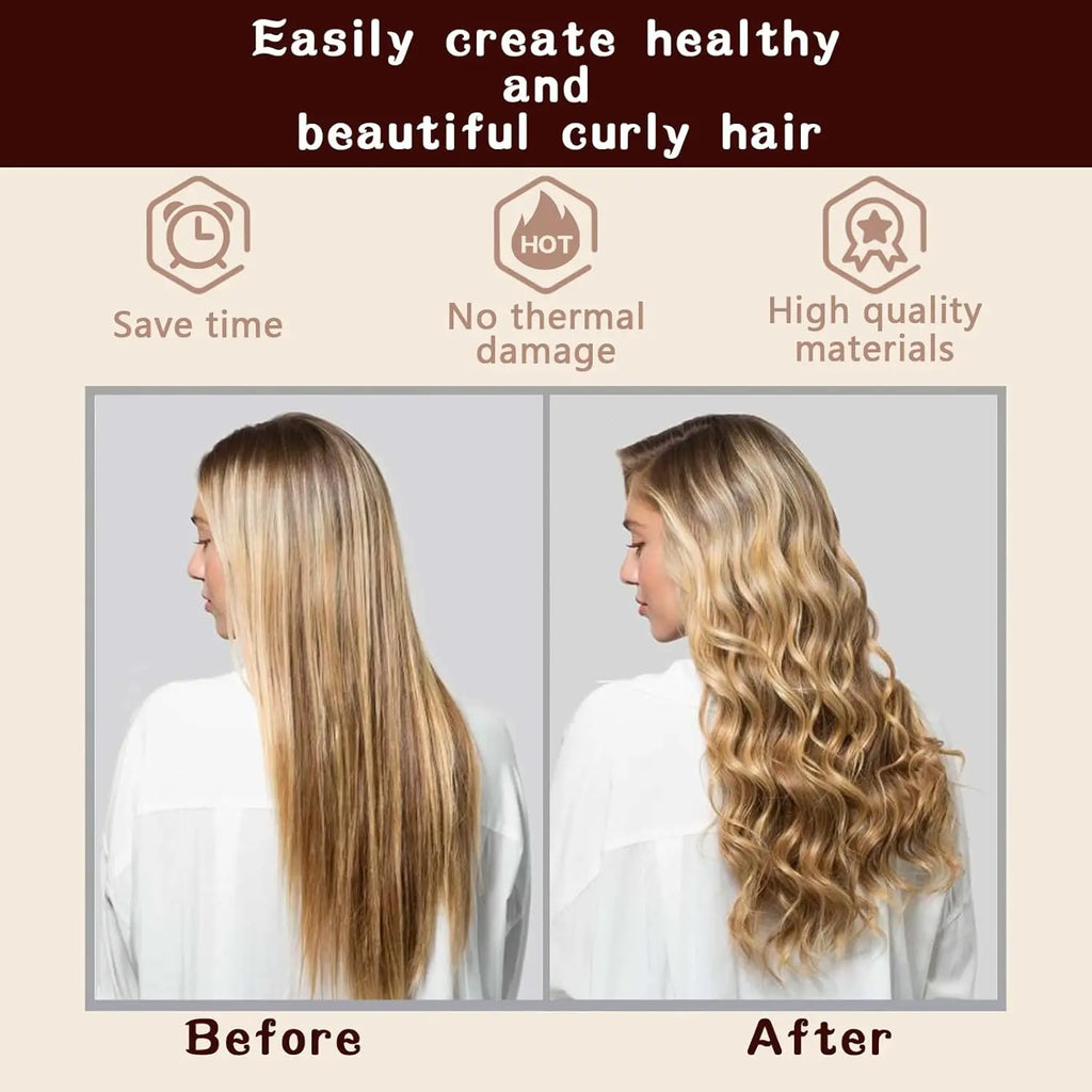 3-Piece Soft Hair Curlers Heatless Waver Kit, Non-Plug-In Manual Hair Styling Tool, Easy to Carry, Simple to Operate for Nighttime Wavy Curls