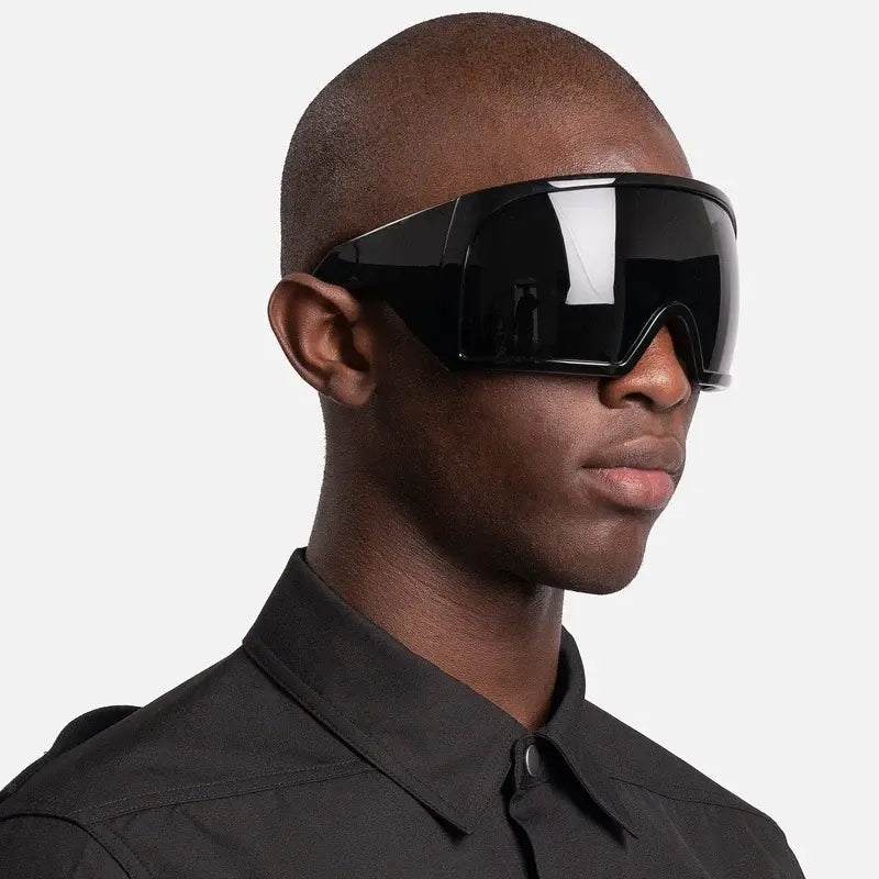 Wrap around Oversized Sunglasses for Women Men Cool Futuristic Rave Trendy Sunglasses Big Curved Shield Sun Glasses