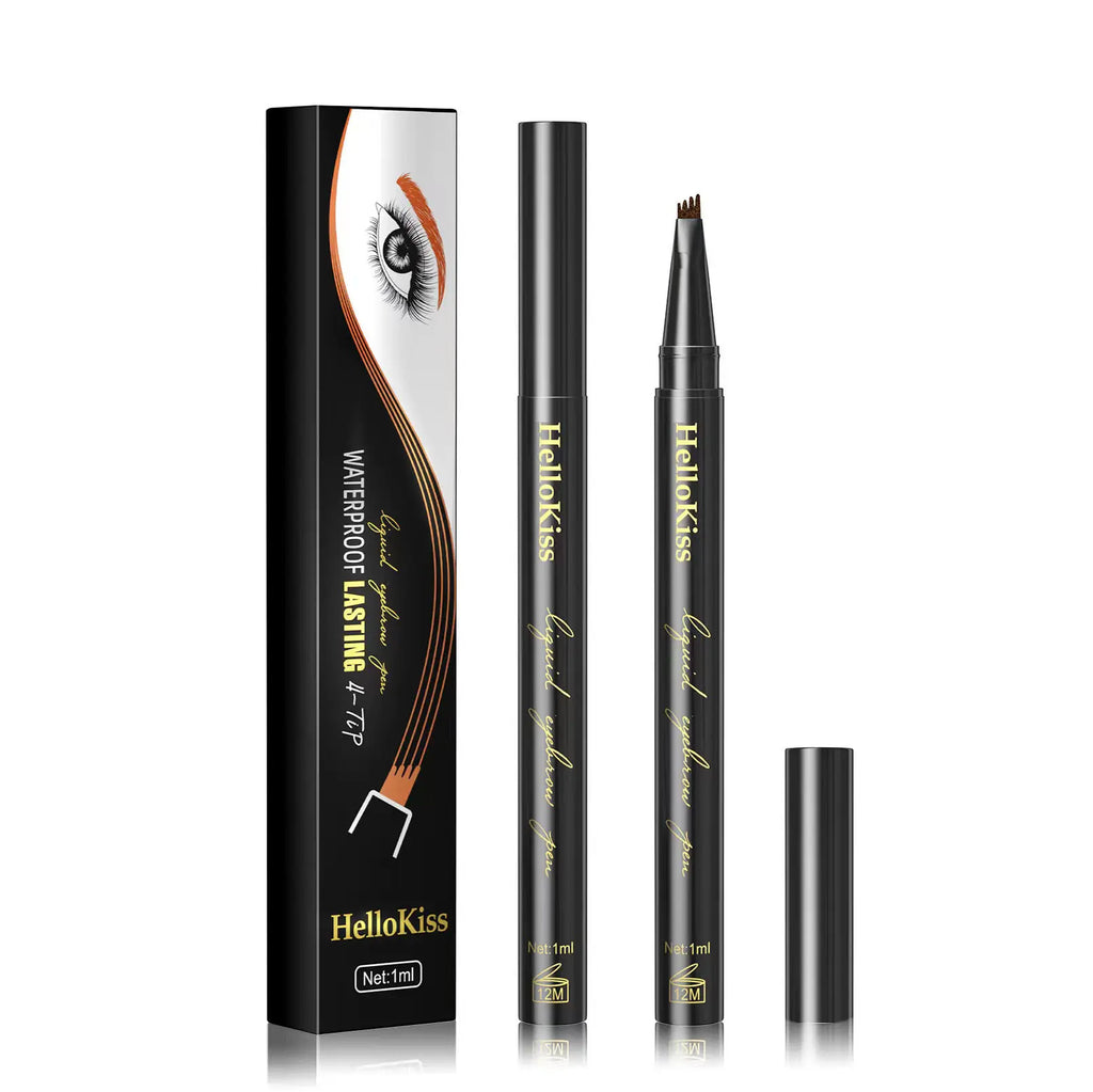 Eyebrow Pen - Comfort Liquid Eyebrow Pencil, Upgraded Brown Eyebrow Pencils for Women with 4 Fort Tip Waterproof & Long Lasting Natural-Looking Hair-Like Defined Brows