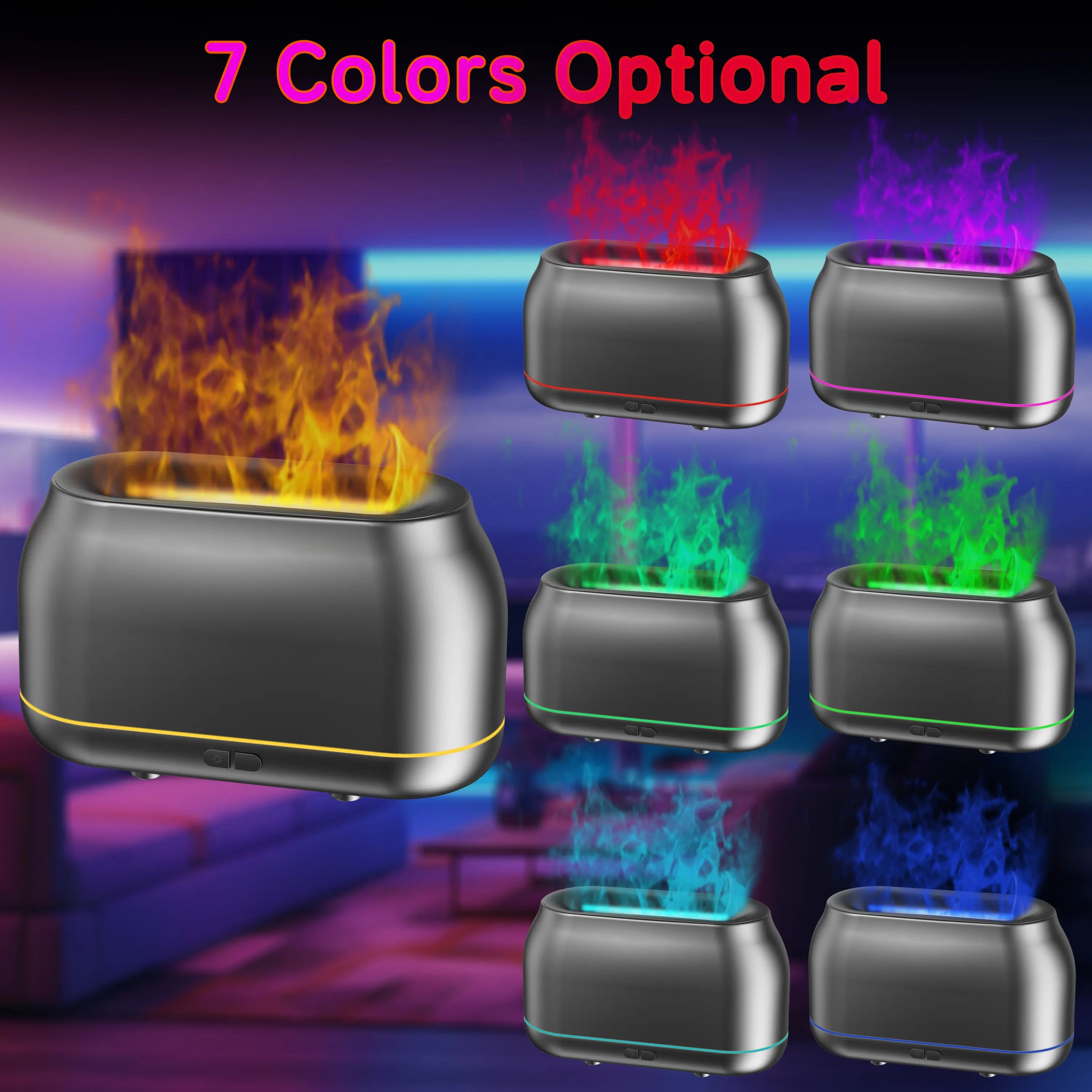 Silent 7-Color LED Flame Essential Oil Diffuser, Auto-Off Humidifier, 160Ml Capacity for Home, Office & Yoga