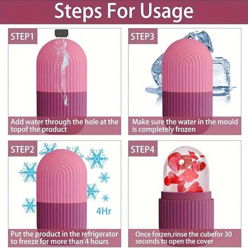 Silicone Facial Ice Mold, Ice Roller and Stainless Steel Gua Sha Tool Set with Storage Bag, 2 Counts/Set Reusable Facial Care Tools, Manual Massage Supplies, Skincare Products, Self Care Products #GLOBAL PICKS