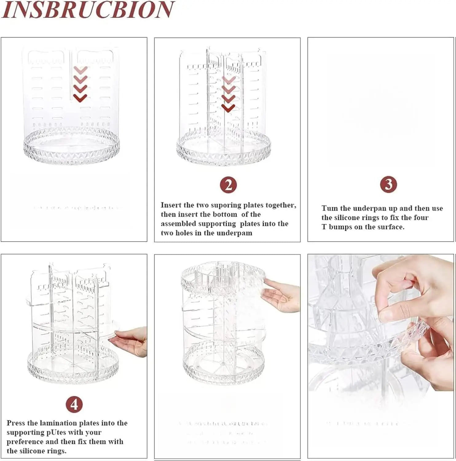 ZHIAI 360 Rotating Makeup Organizer, Large Capacity Cosmetics Organizer for Perfume Holder Organizer Countertop, DIY Adjustable Bathroom Makeup Carousel Holder Rack, Clear Diamond