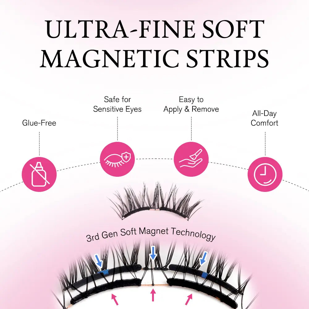 VEYESBEAUTY Nomspirit Soft Magnetic Lashes Kit Natural Fluffy Reusable Glue-Free with Applicator Gender-Neutral or Coolgirl Styles Makeup Eyelashes Extensions