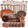 Beauty Tool Set Includes Makeup Brush Sponge, Makeup Brushes, Beauty Blender, Finger Puffs, Cushion Compact, Powder Puff, Cleansing Puff, Hair Tie, Travel Bag, Makeup Tools Set