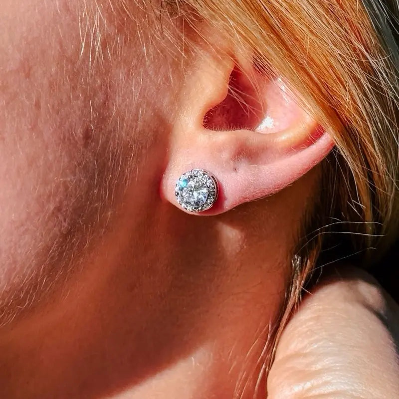 Silver CZ Earrings Set of 3 - Silver Studs, Classic Hoops, Lightning Earrings, Minimal Jewelry Set for Women