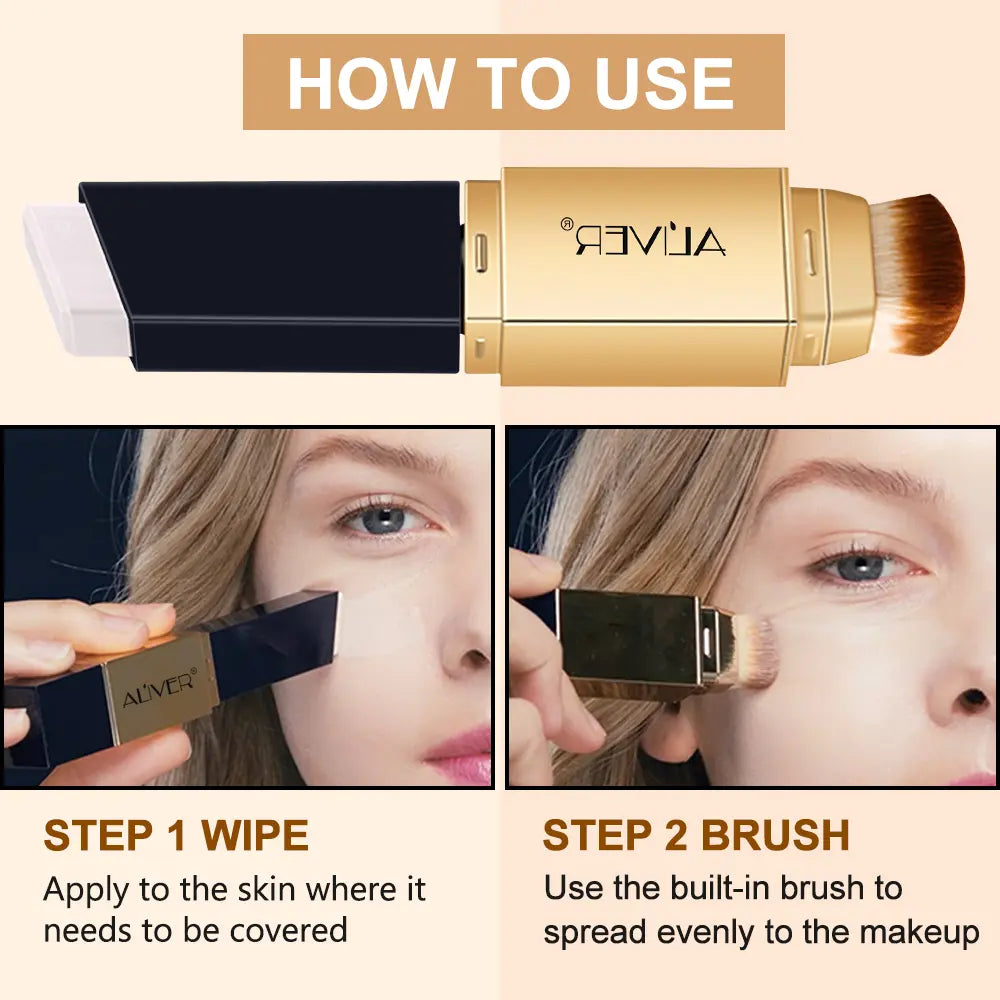 Aliver Concealer & Foundation-Color Changing Concealer Stick with Soft Brush,Waterproof & Sweatproof, Long Lasting Makeup Full Concealer Stick