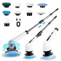 Cordless Electric Spin Scrubber with Adjustable & Detachable Handle, 2 Adjustable Speeds, Dual Speeds Cleaning Brush Scrubber with 9 Replaceable Brush Heads and Display