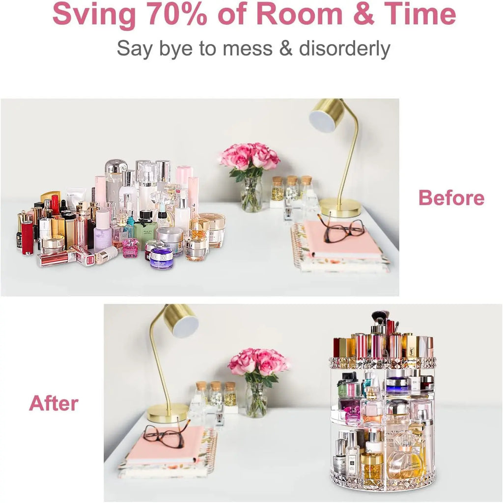 360 Rotating Makeup Organizer Large Perfume Organizer Beauty Organizer Clear Storage Display Case with 7 Layers and Detachable Shelves for Bedroom Dresser or Vanity Countertop