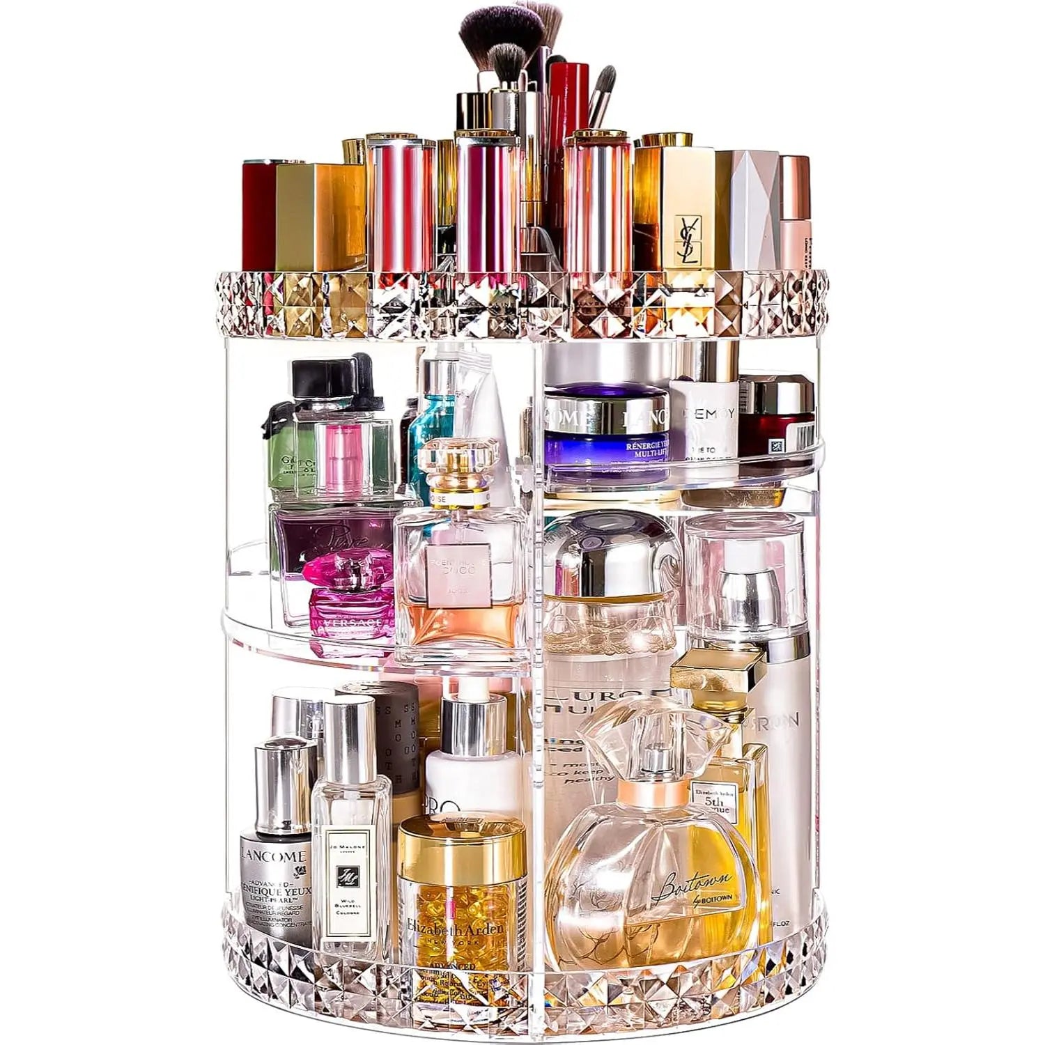 360 Rotating Makeup Organizer Large Perfume Organizer Beauty Organizer Clear Storage Display Case with 7 Layers and Detachable Shelves for Bedroom Dresser or Vanity Countertop