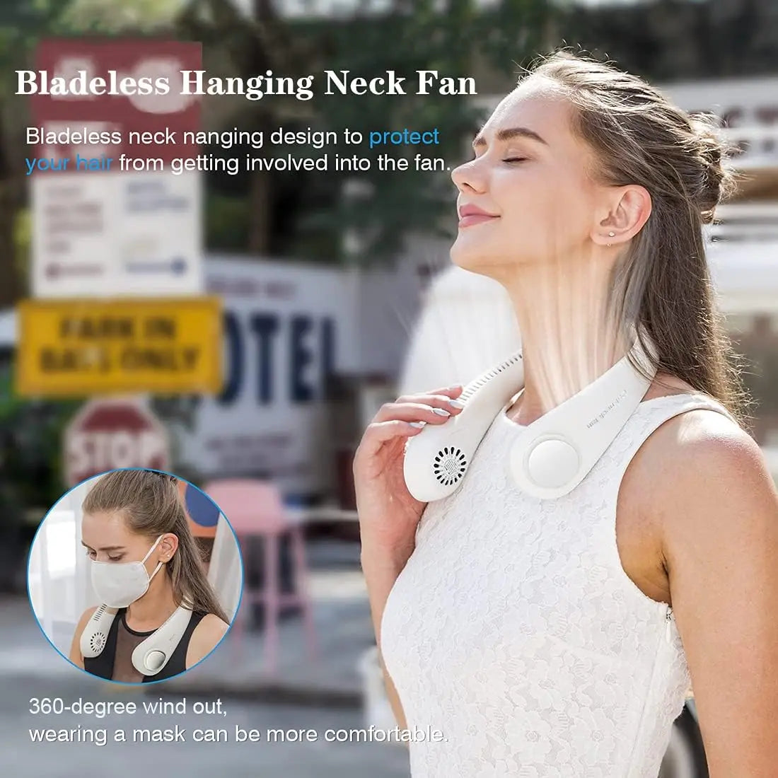 1/2 PCS Vaneless Hanging Neck Fan, Wearable Cooling Fan with 360 ° Air Outlet, Portable Hanging Neck Fan, Rechargeable Personal Cooling Fan, Suitable for Three Wind Speeds of Hot and Humid Weather