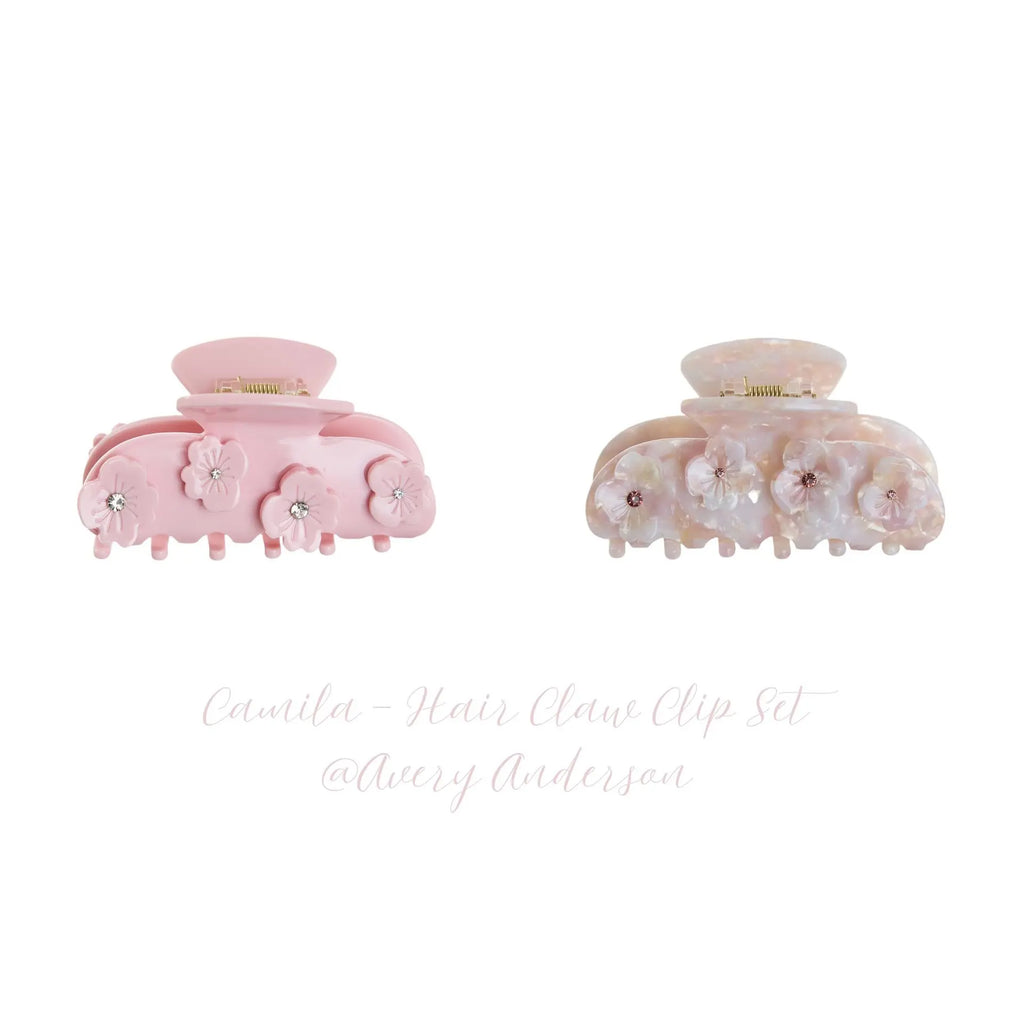 Avery Anderson Camila Pink Marble Hair Claw Clip Eco-Friendly Acetate Large Flower Clips for Fine & Thick Hair Strong Hold Stylish Jaw Clip Handmade in South Korea Gift Idea