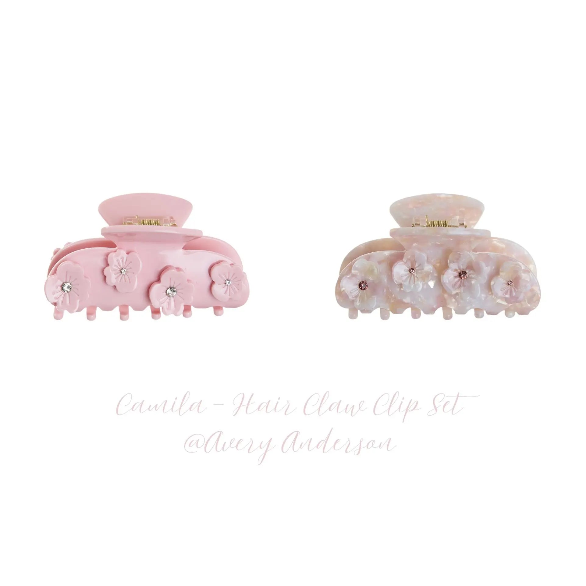 Avery Anderson Camila Pink Marble Hair Claw Clip Eco-Friendly Acetate Large Flower Clips for Fine & Thick Hair Strong Hold Stylish Jaw Clip Handmade in South Korea Gift Idea
