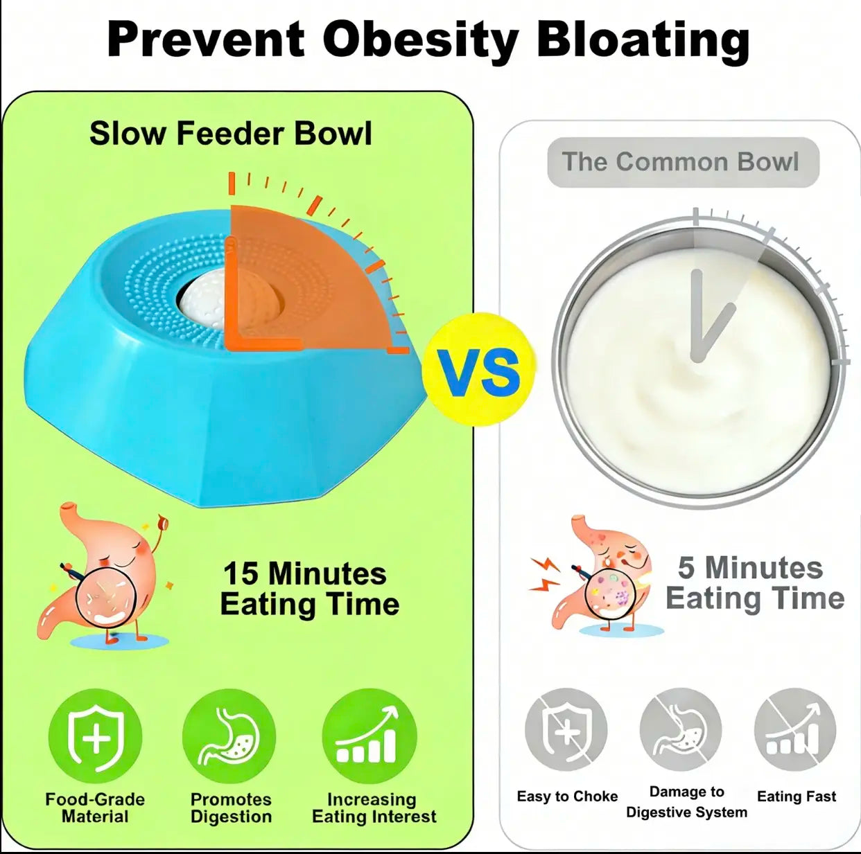 Non-Slip Slow Feeder Dog Bowl with Built-In Fun Ball, Perfect for Bone Broth and Yogurt, Suitable for Large, Medium, and Small Dog Breeds, an Ideal Choice for Dietary Supplements and Post-Surgery Nutrition.