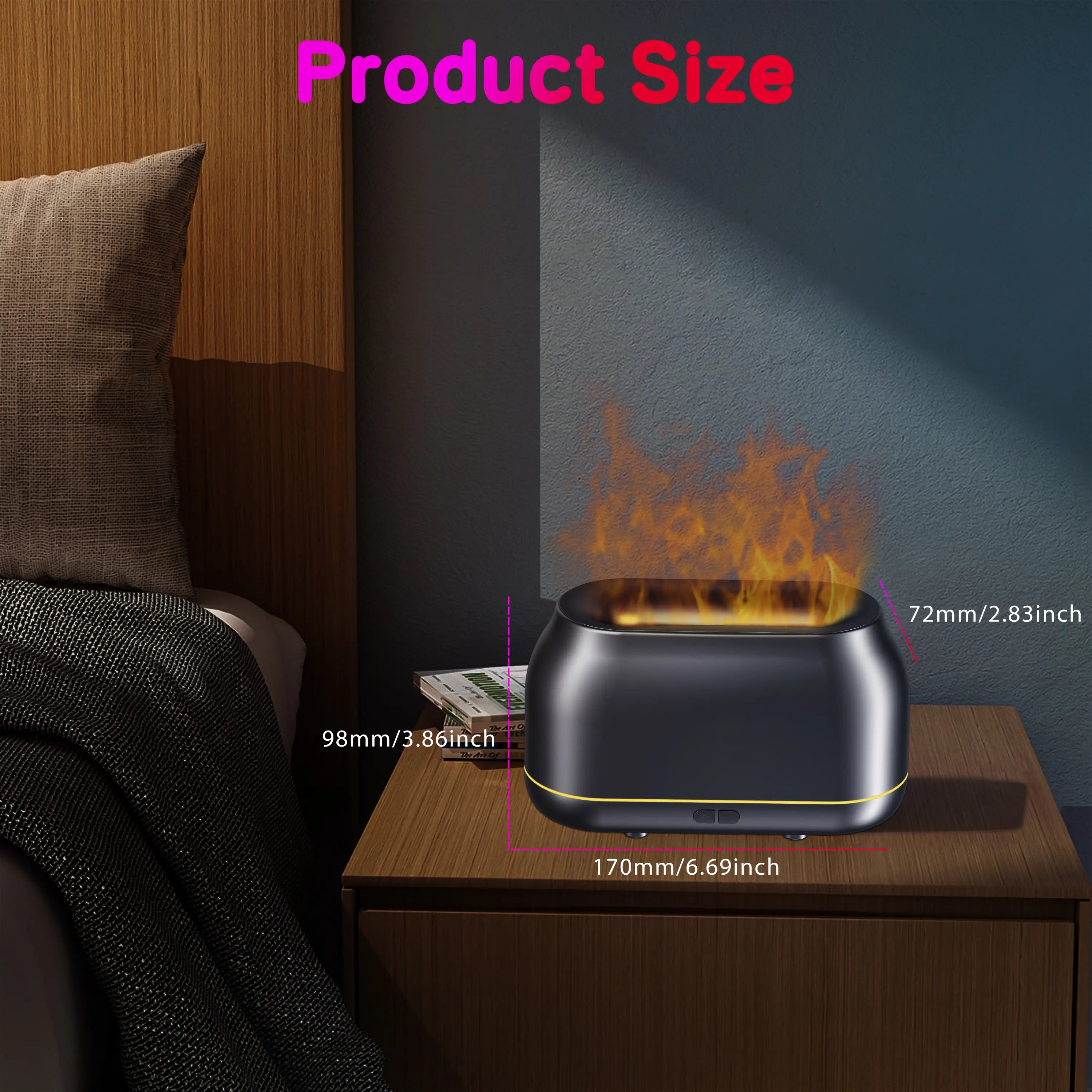 Silent 7-Color LED Flame Essential Oil Diffuser, Auto-Off Humidifier, 160Ml Capacity for Home, Office & Yoga