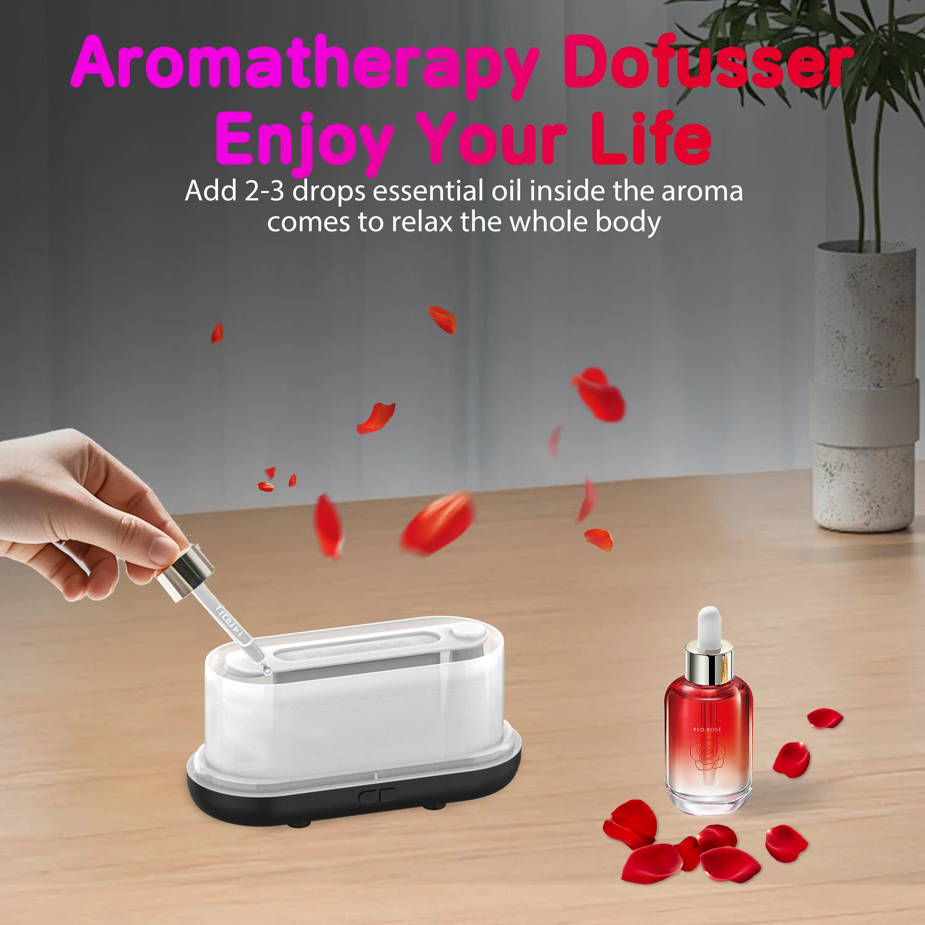 Silent 7-Color LED Flame Essential Oil Diffuser, Auto-Off Humidifier, 160Ml Capacity for Home, Office & Yoga