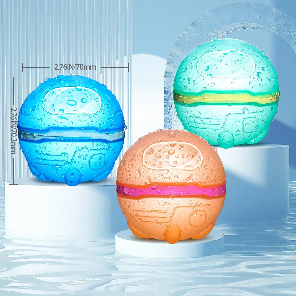 Reusable Water Balloons, Magnetic Silicone Refillable Water Splash Balls, Quick-Fill, Durable & Leak-Proof Water Toy for Outdoor Summer Fun