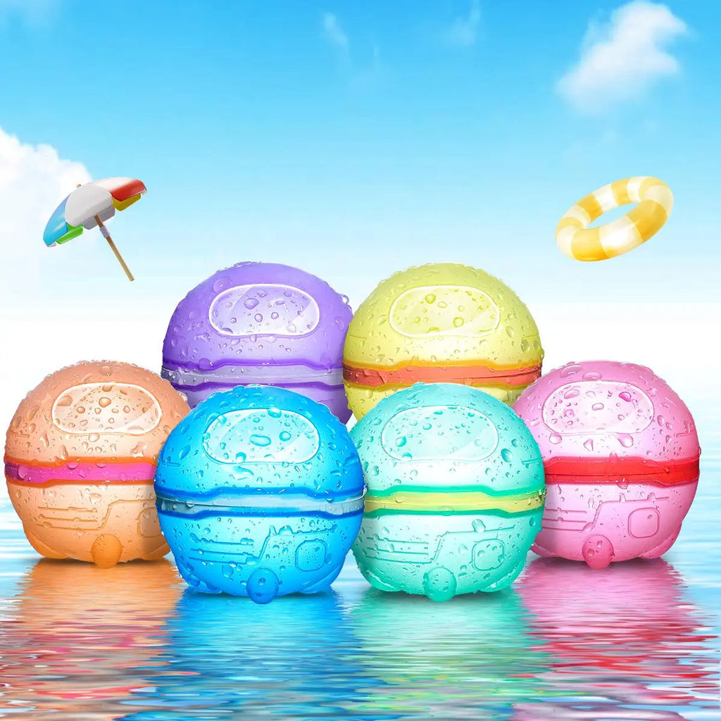 Reusable Water Balloons, Magnetic Silicone Refillable Water Splash Balls, Quick-Fill, Durable & Leak-Proof Water Toy for Outdoor Summer Fun