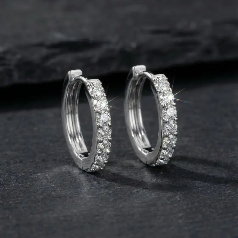 Silver CZ Earrings Set of 3 - Silver Studs, Classic Hoops, Lightning Earrings, Minimal Jewelry Set for Women