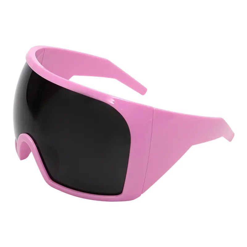 Wrap around Oversized Sunglasses for Women Men Cool Futuristic Rave Trendy Sunglasses Big Curved Shield Sun Glasses