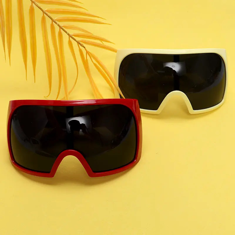Wrap around Oversized Sunglasses for Women Men Cool Futuristic Rave Trendy Sunglasses Big Curved Shield Sun Glasses