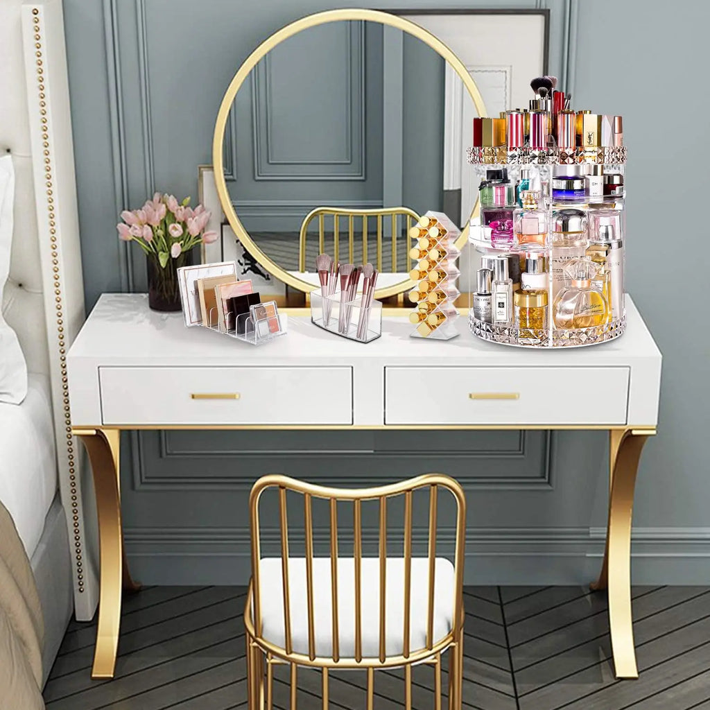 360 Rotating Makeup Organizer Large Perfume Organizer Beauty Organizer Clear Storage Display Case with 7 Layers and Detachable Shelves for Bedroom Dresser or Vanity Countertop
