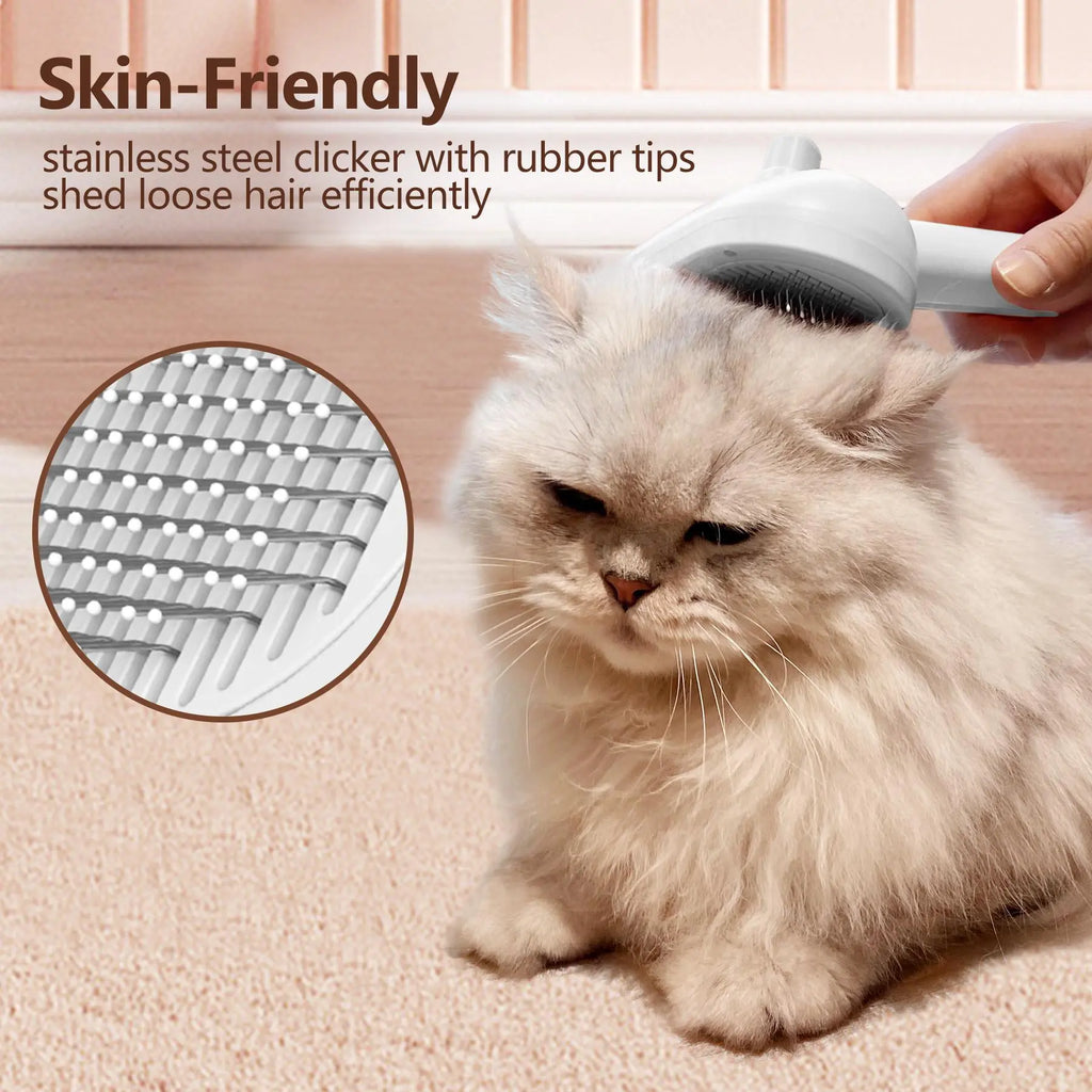 [Creator Pick] Cat Steam Brush, 3 in 1 Steamy Cat Brush with Release Button and Tank, Anti-Static Pet Spray Hair Removal Comb Shedding Grooming Kit Grooming Trimming Tool