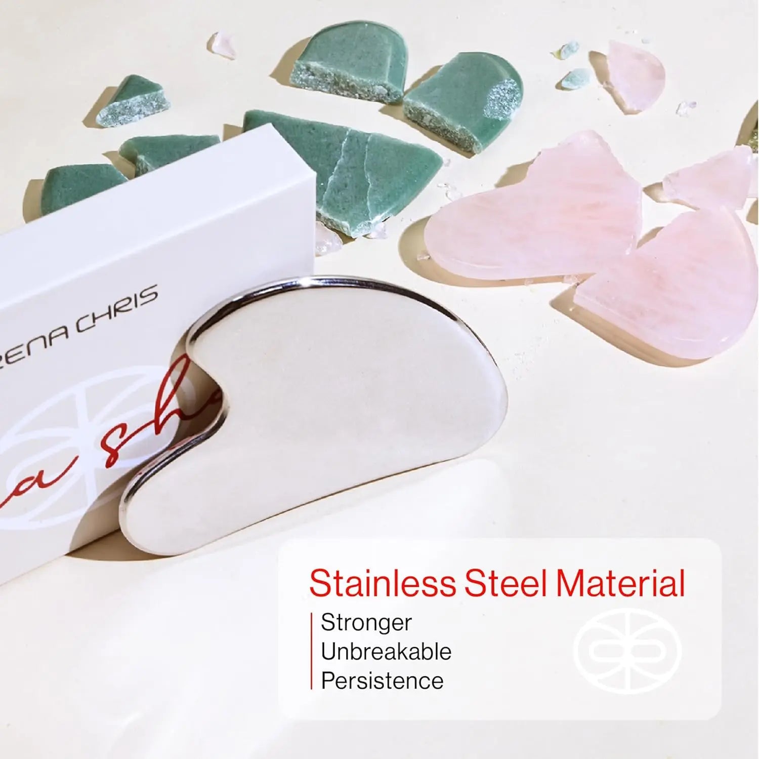 Rena Chris Stainless Steel Facial Skincare Tool/Gua Sha/Anti-Aging/Jawline/Dark Circle/Puffiness