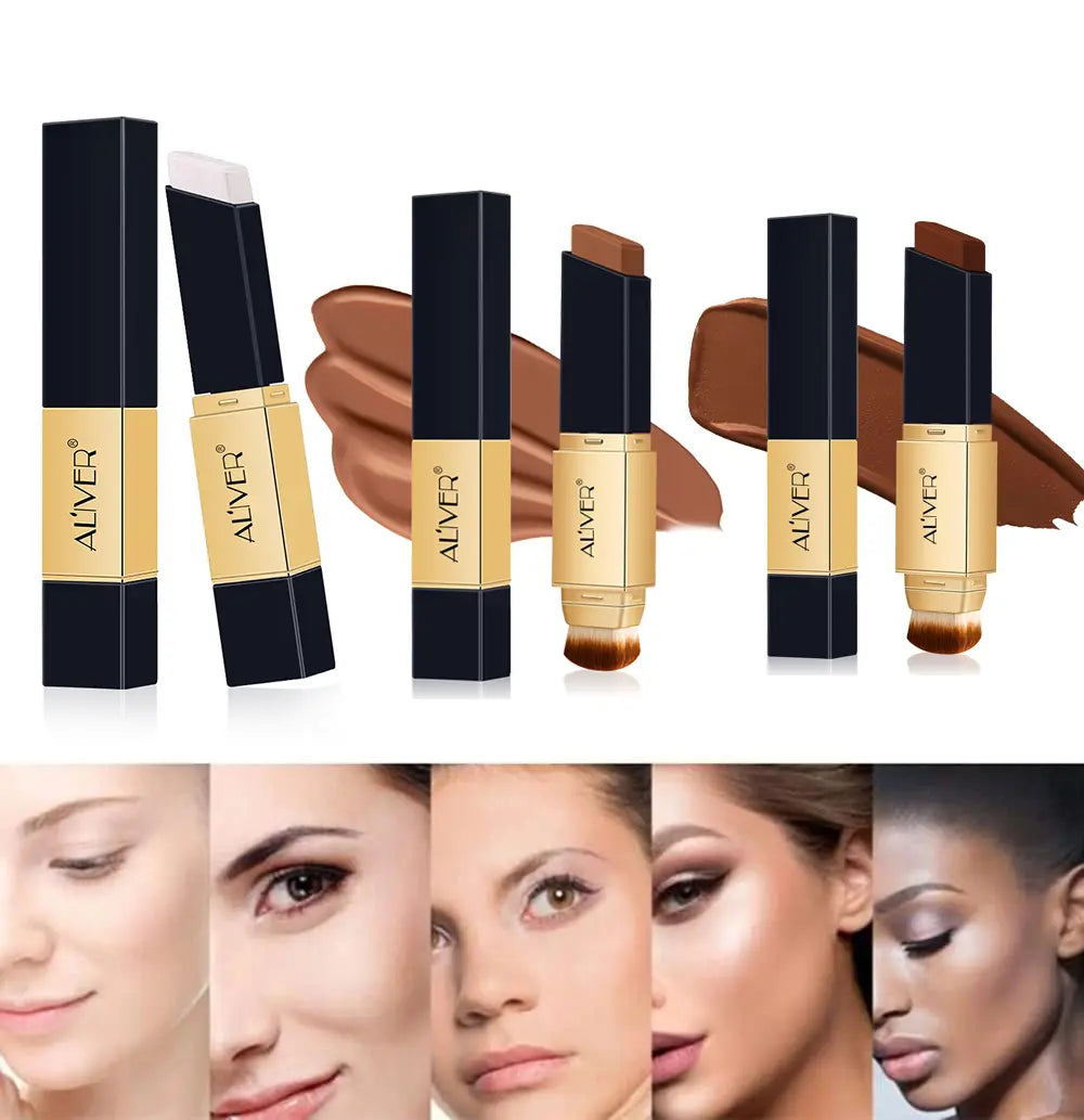 Aliver Concealer & Foundation-Color Changing Concealer Stick with Soft Brush,Waterproof & Sweatproof, Long Lasting Makeup Full Concealer Stick