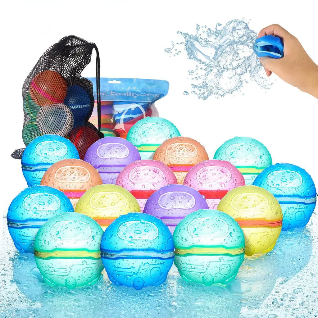Reusable Water Balloons, Magnetic Silicone Refillable Water Splash Balls, Quick-Fill, Durable & Leak-Proof Water Toy for Outdoor Summer Fun