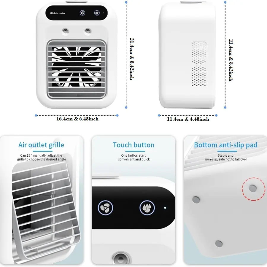 Portable Air Cooler Fan, Water Cooling Fan for Room & Office Use, Perfect Gift for Father'S Day, Ideal for Car Ventilation, Rechargeable Cooling Fan