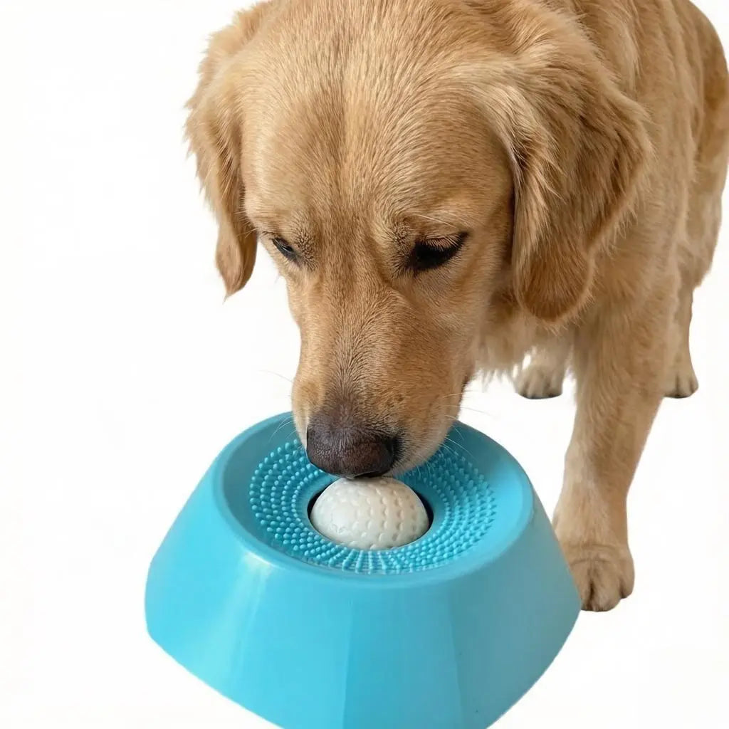Non-Slip Slow Feeder Dog Bowl with Built-In Fun Ball, Perfect for Bone Broth and Yogurt, Suitable for Large, Medium, and Small Dog Breeds, an Ideal Choice for Dietary Supplements and Post-Surgery Nutrition.