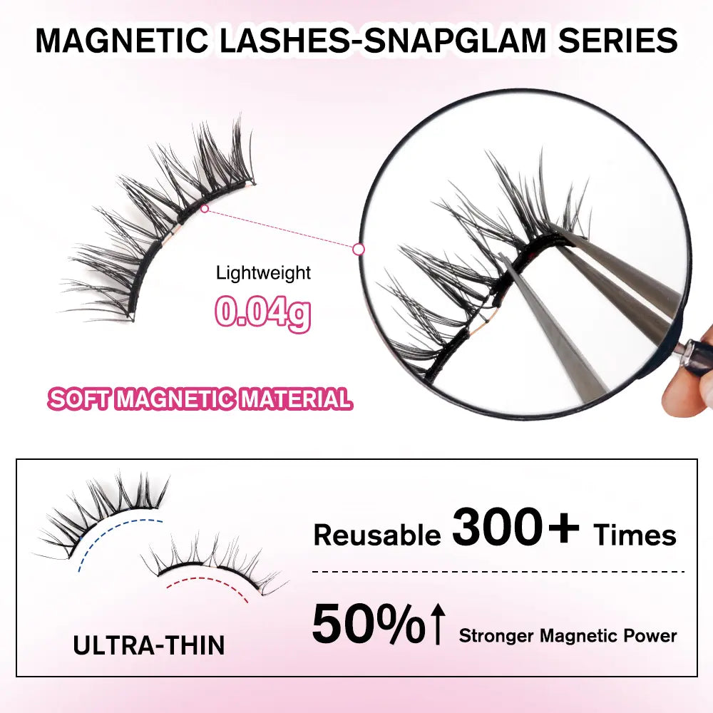 VEYESBEAUTY Nomspirit Soft Magnetic Lashes Kit Natural Fluffy Reusable Glue-Free with Applicator Gender-Neutral or Coolgirl Styles Makeup Eyelashes Extensions