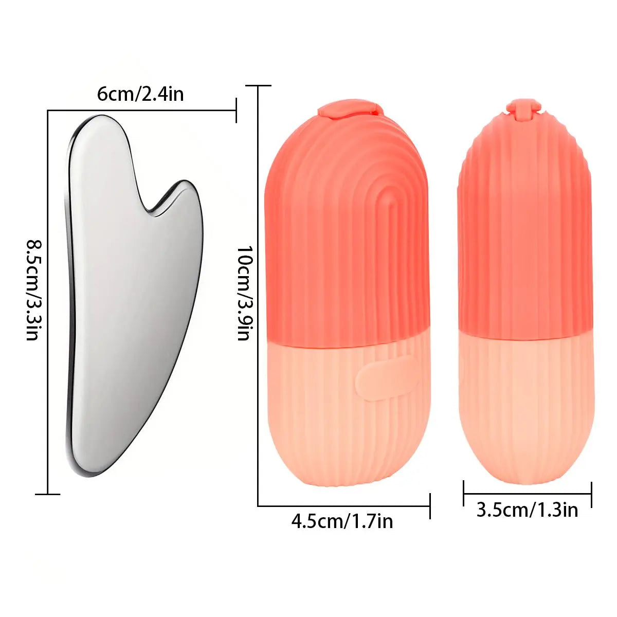 Silicone Facial Ice Mold, Ice Roller and Stainless Steel Gua Sha Tool Set with Storage Bag, 2 Counts/Set Reusable Facial Care Tools, Manual Massage Supplies, Skincare Products, Self Care Products #GLOBAL PICKS