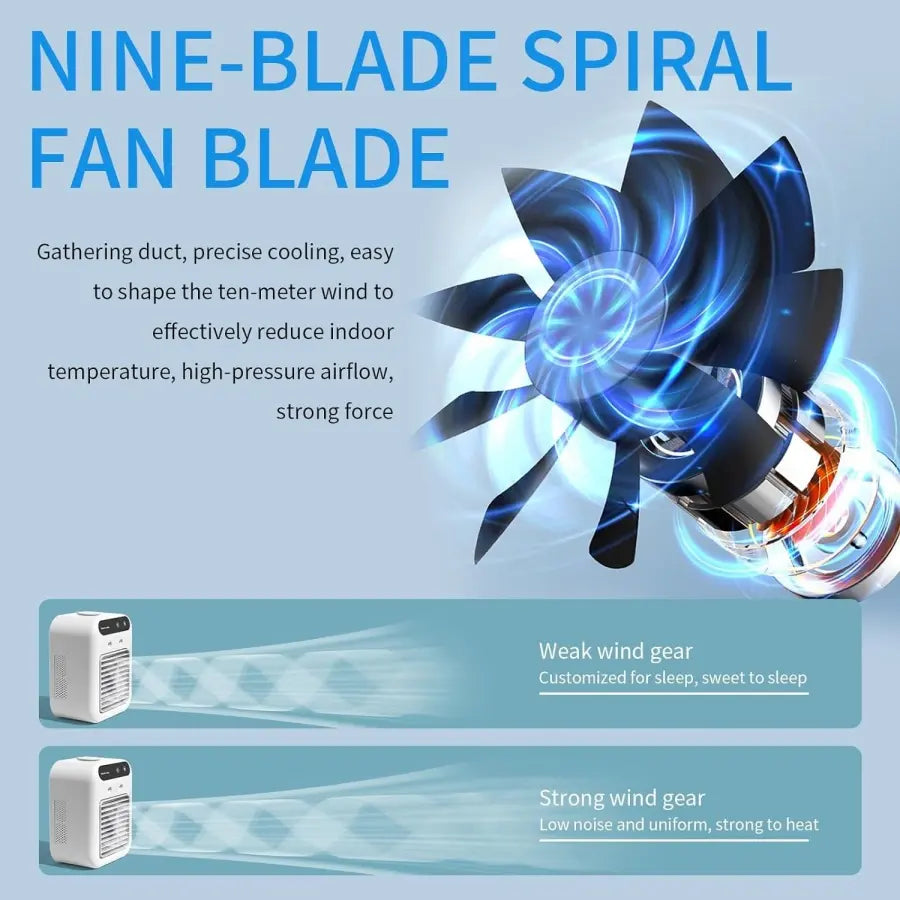 Portable Air Cooler Fan, Water Cooling Fan for Room & Office Use, Perfect Gift for Father'S Day, Ideal for Car Ventilation, Rechargeable Cooling Fan