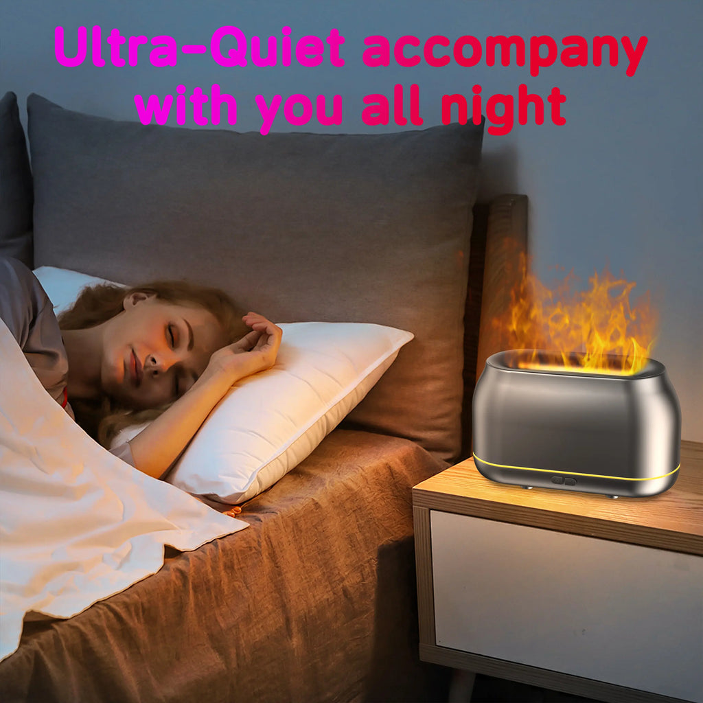 Silent 7-Color LED Flame Essential Oil Diffuser, Auto-Off Humidifier, 160Ml Capacity for Home, Office & Yoga