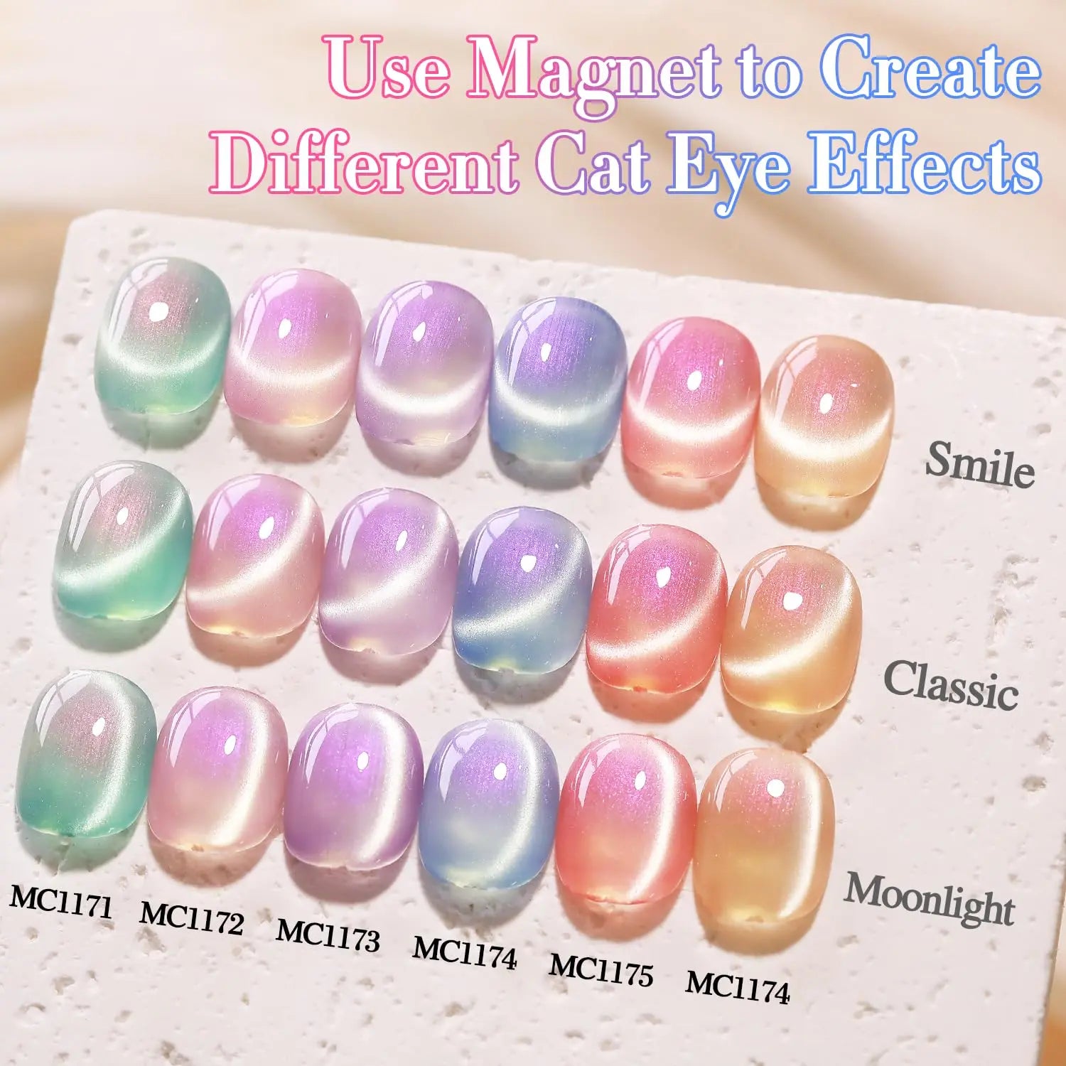 Double Rhythm Cat Eye Gel Nail Polish Set of 6 Same Color Same Bottle 0.5 Oz Shimmer Glitter with Magnet Holographic Reflective Magnetic UV Nail Polish Kit at Home (Mermaid Pink Rose-T6-31) Black Red Green Navy
