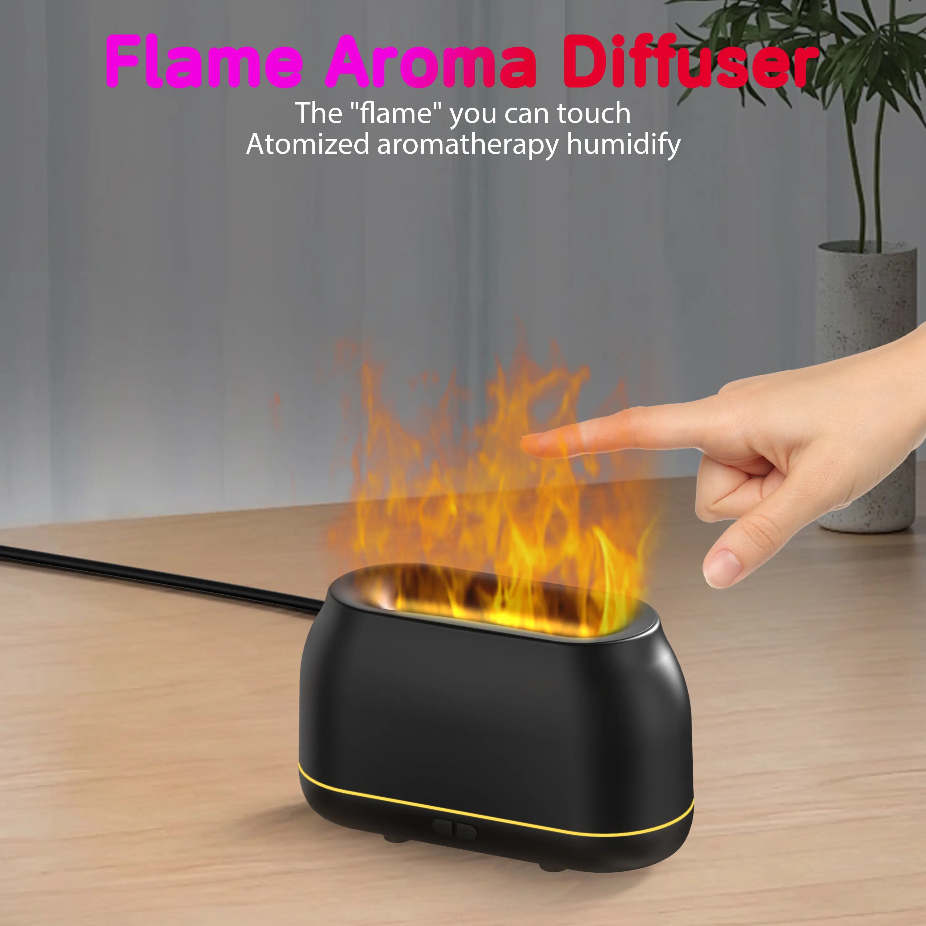Silent 7-Color LED Flame Essential Oil Diffuser, Auto-Off Humidifier, 160Ml Capacity for Home, Office & Yoga