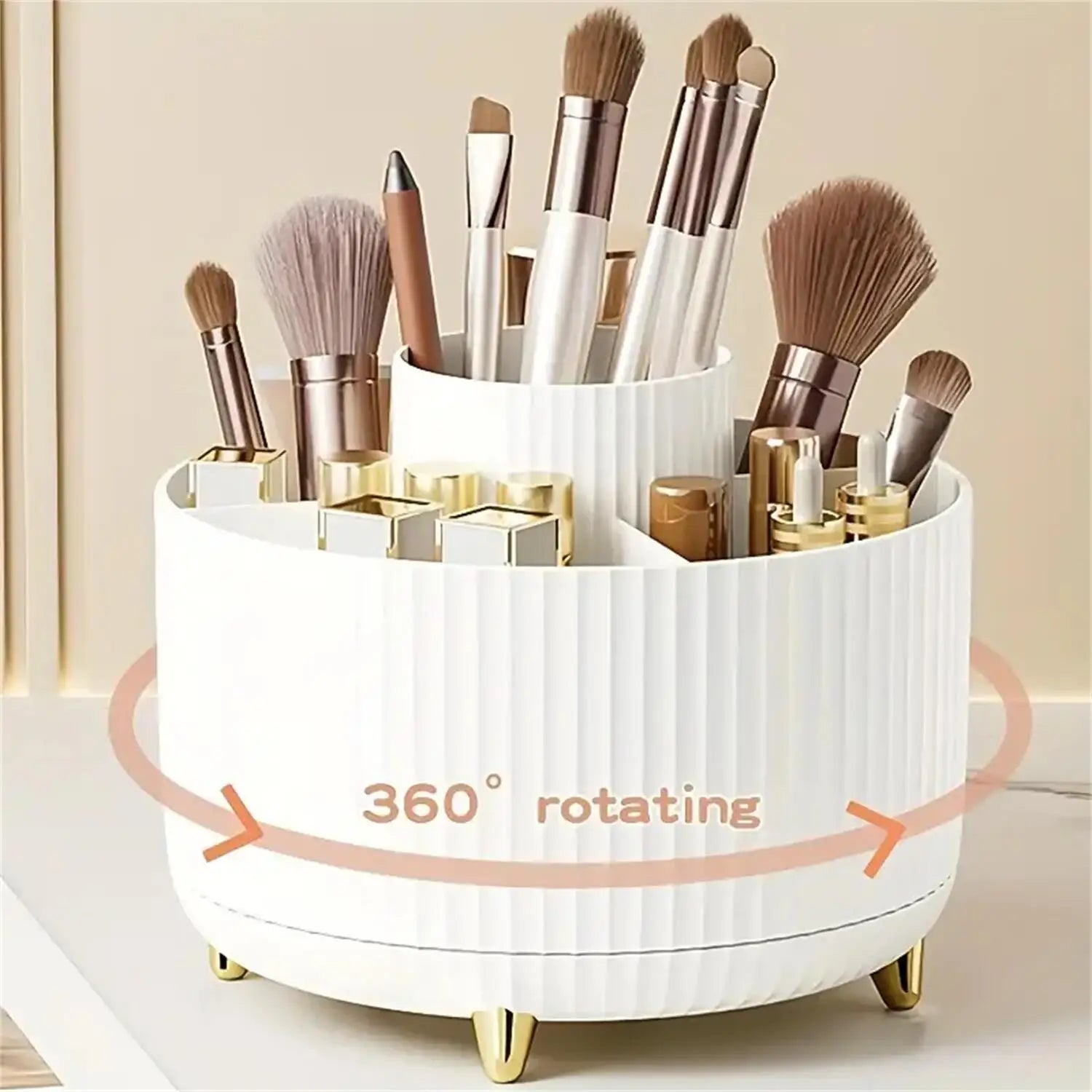 Maquillaje organizador plástico almacenamiento con soporte