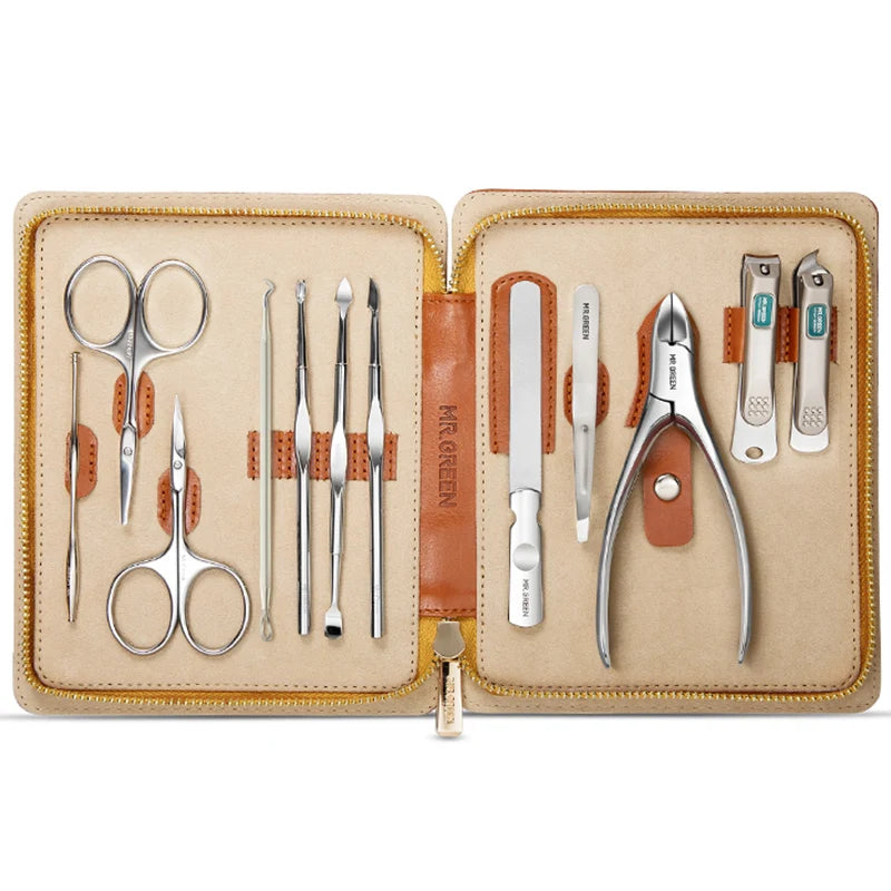 Verde manicura set completo kit acero inoxidable