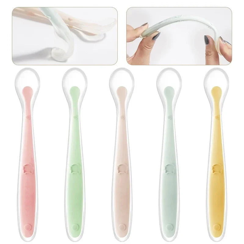 Suave silicona bebé cuchara alimentación entrenamiento cucha